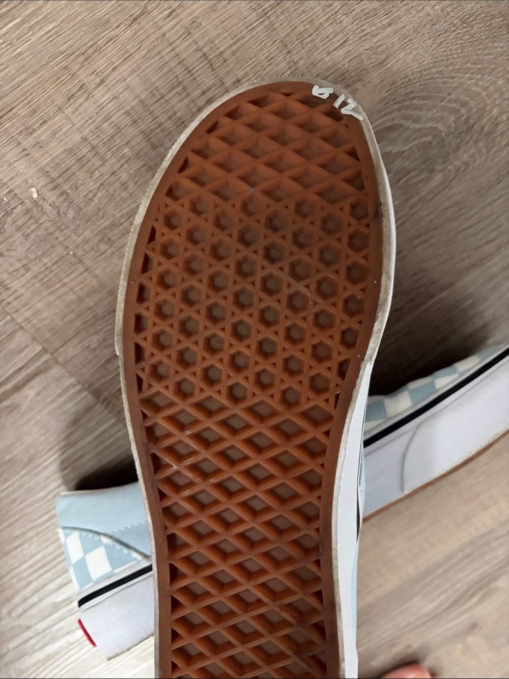 Vans Checkerboard Slip-On Sneakers in Light Blue and White - Picture 4 of 5